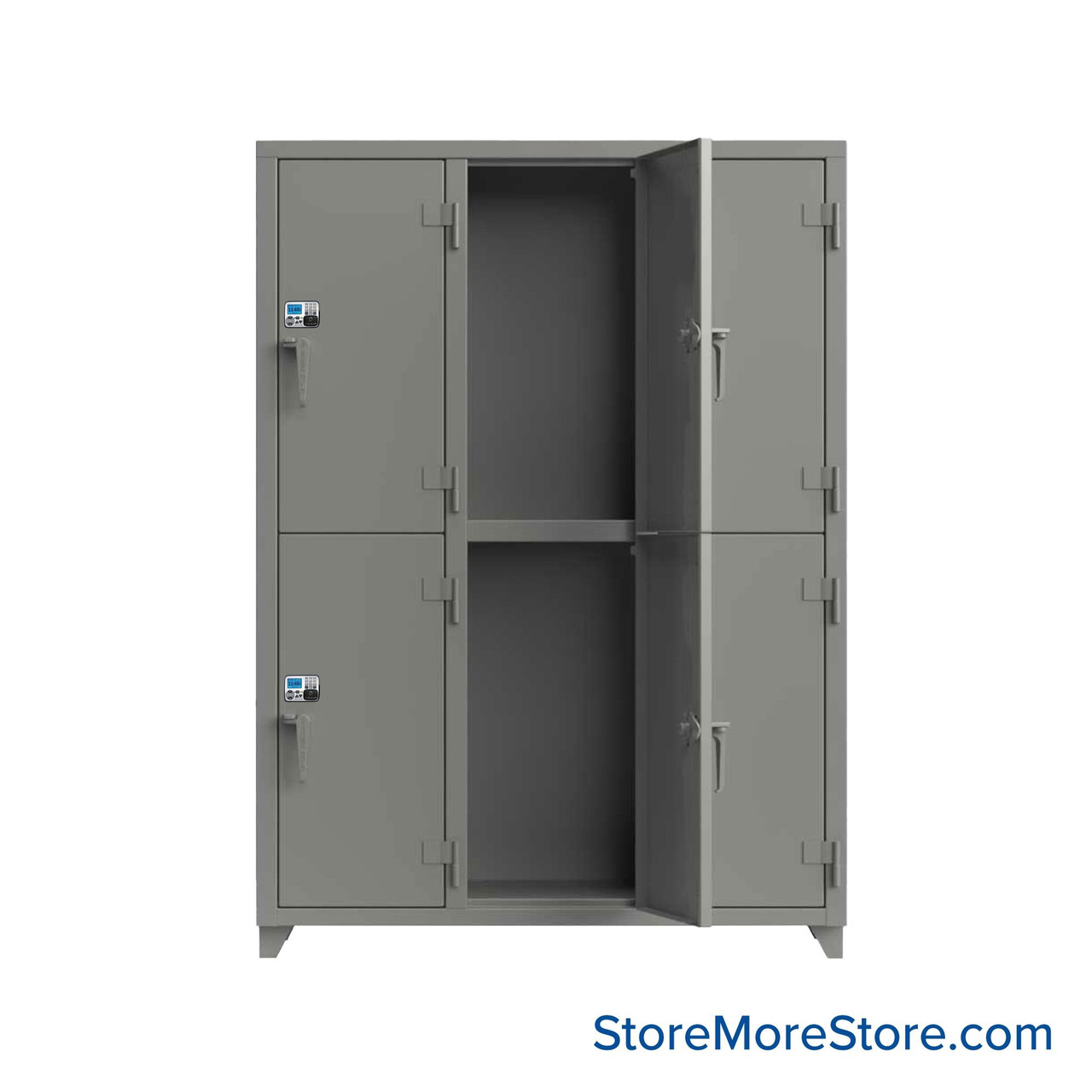 Heavy Duty Lockers, 54" W x 18" D x 75" H, 3 Columns, 2 Tiers, Solid Door, Advanced Digital Lock