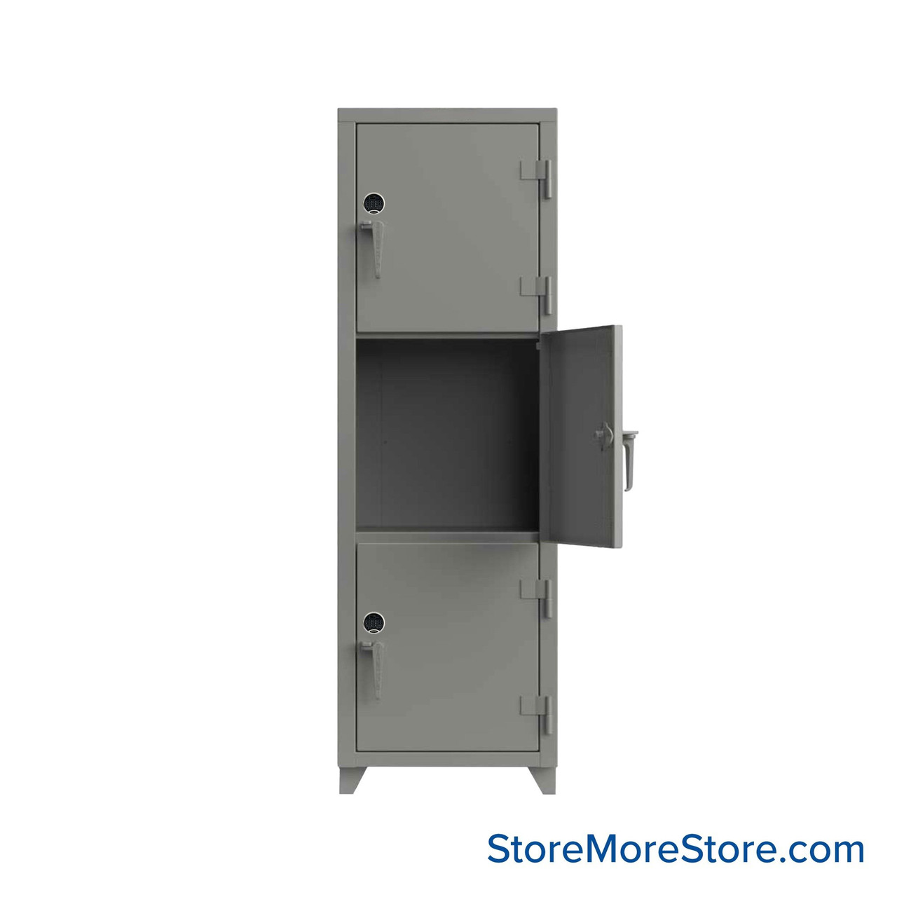 Heavy Duty Lockers, 24" W x 24" D x 75" H, 1 Column, 3 Tiers, Solid Door, Digital Lock