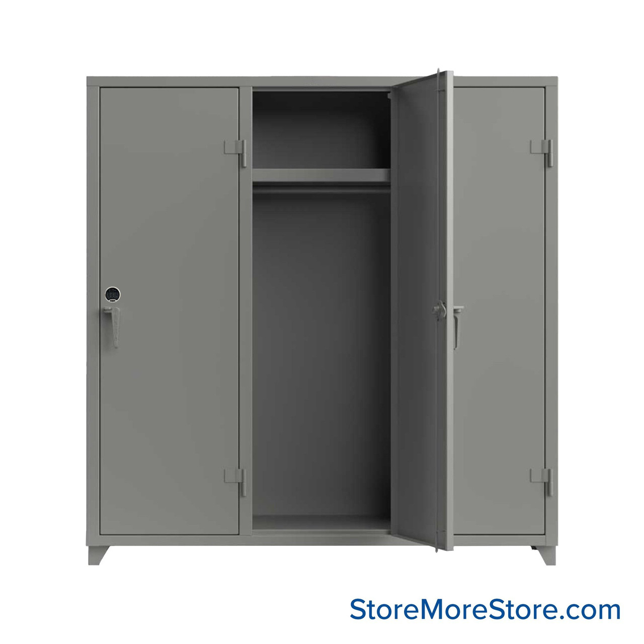 Heavy Duty Lockers, 72" W x 24" D x 75" H, 3 Columns, 1 Tier, Solid Door, Digital Lock