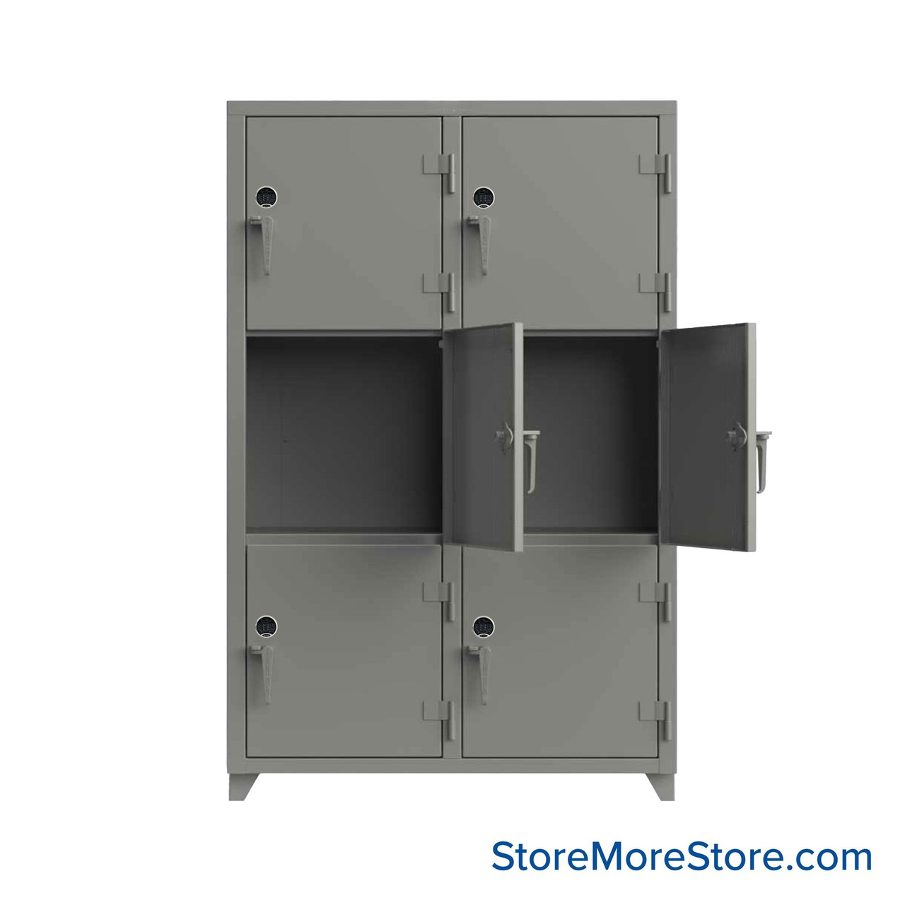 Heavy Duty Lockers, 48" W x 24" D x 75" H, 2 Columns, 3 Tiers, Solid Door, Professional Digital Lock