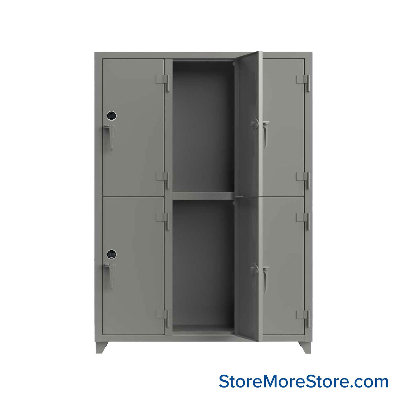 Heavy Duty Lockers, 54" W x 18" D x 75" H, 3 Columns, 2 Tiers, Solid Door, Professional Digital Lock
