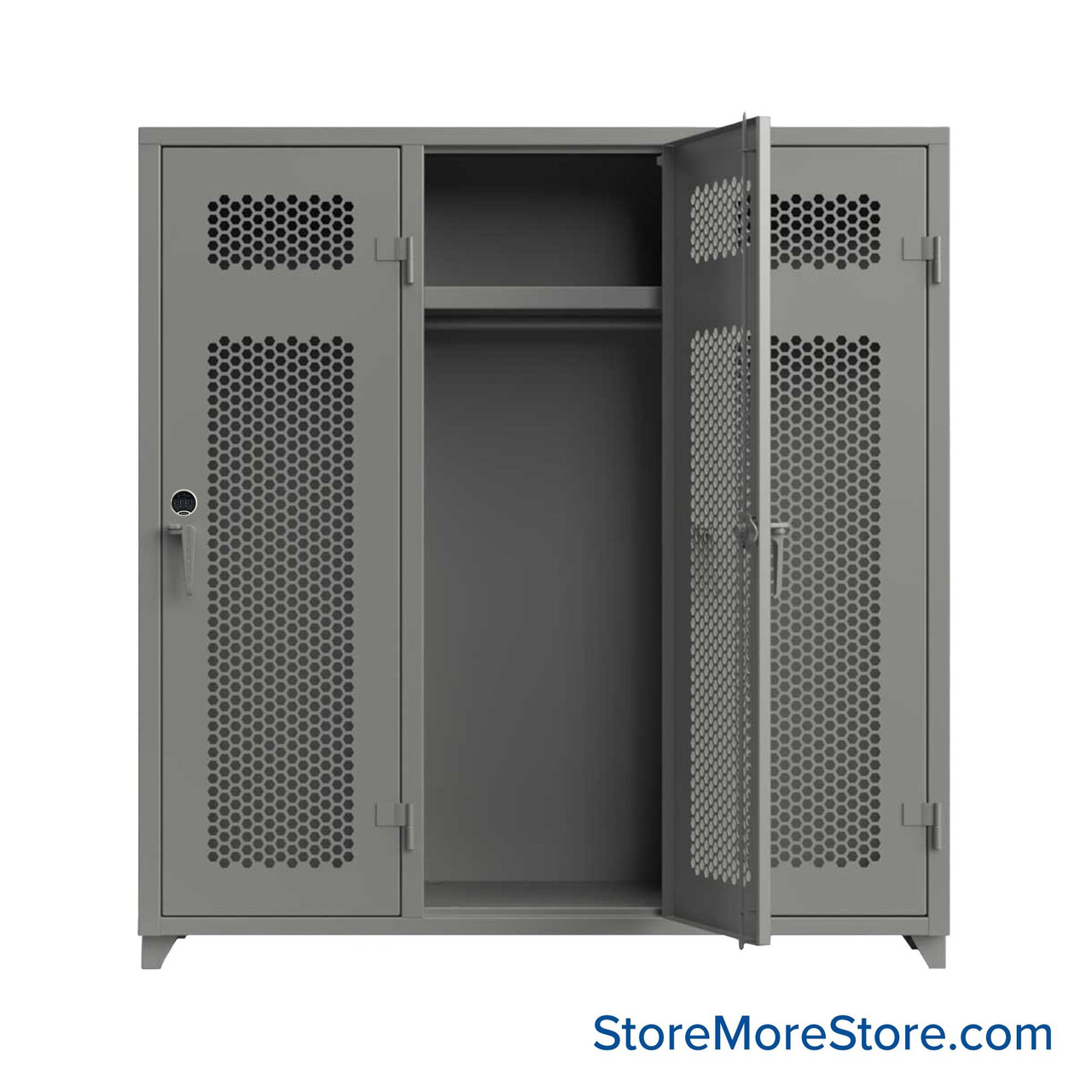 Heavy Duty Lockers, 72" W x 24" D x 75" H, 3 Columns, 1 Tier, Ventilated Door, Digital Lock