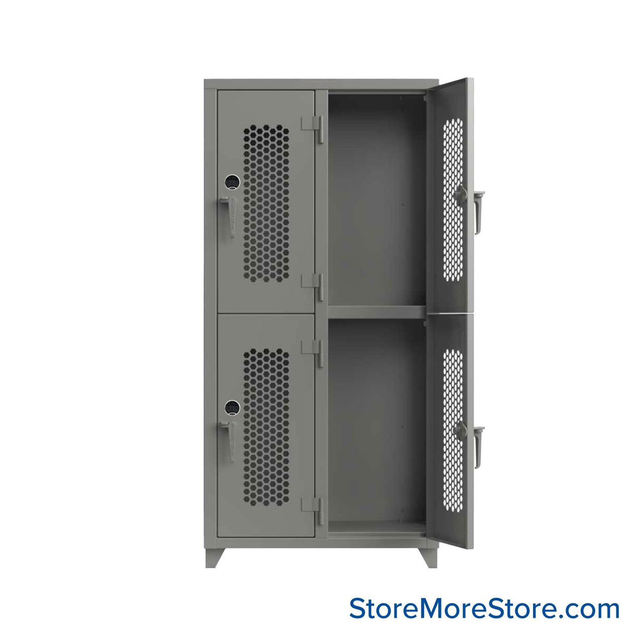 Heavy Duty Lockers, 36" W x 18" D x 75" H, 2 Columns, 2 Tiers, Ventilated Door, Professional Digital Lock