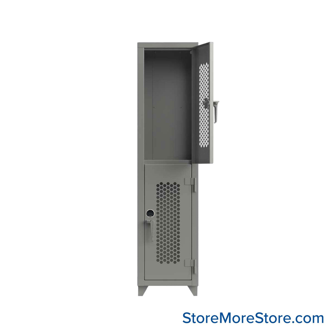 Heavy Duty Lockers, 18" W x 18" D x 75" H, 1 Column, 2 Tiers, Ventilated Door, Digital Lock