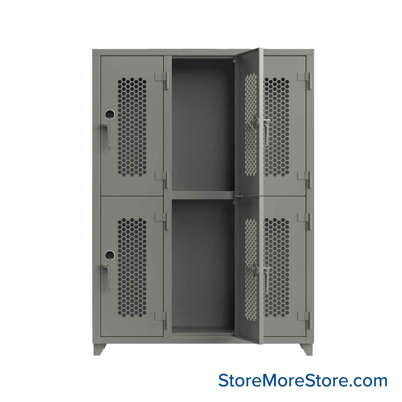 Heavy Duty Lockers, 54" W x 18" D x 75" H, 3 Columns, 2 Tiers, Ventilated Door, Professional Digital Lock
