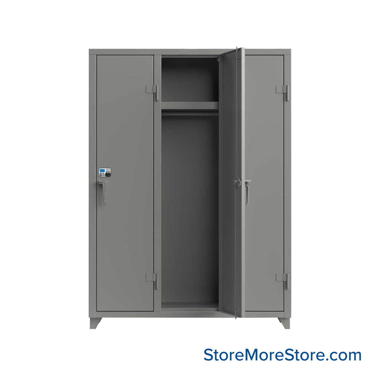 Heavy Duty Lockers, 54" W x 18" D x 75" H, 3 Columns, 1 Tier, Solid Door, Advanced Digital Lock
