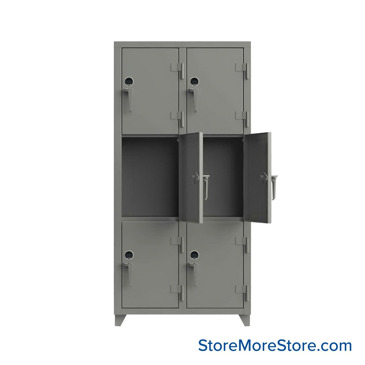 Heavy Duty Lockers, 36" W x 18" D x 75" H, 2 Columns, 3 Tiers, Solid Door, Digital Lock