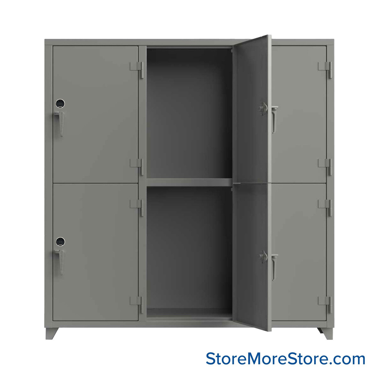 Heavy Duty Lockers, 72" W x 24" D x 75" H, 3 Columns, 2 Tiers, Solid Door, Digital Lock