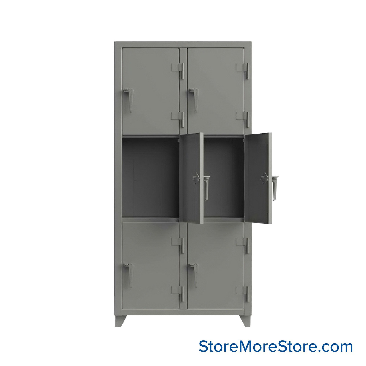 Heavy Duty Lockers, 36" W x 18" D x 75" H, 2 Columns, 3 Tiers, Solid Door, Padlock Hasp