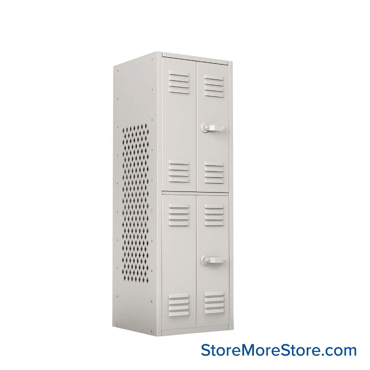 Gear Locker, 24'' W x 24'' D x 72'' H, 2 Tiers, Louver Door, Perforated Side