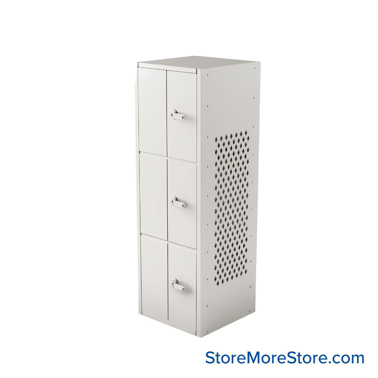 Gear Locker, 24'' W x 24'' D x 72'' H, 3 Tiers, Solid Door, Perforated Side