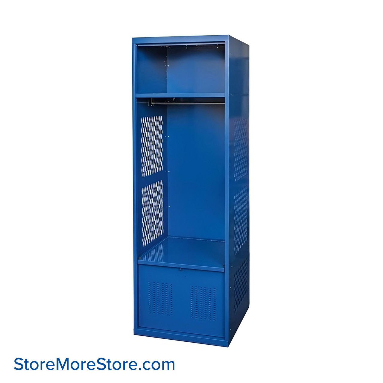 Athletic Locker, 24'' W x 24'' D x 72'' H, Steel, Upper Shelf & Ventilated Foot Locker