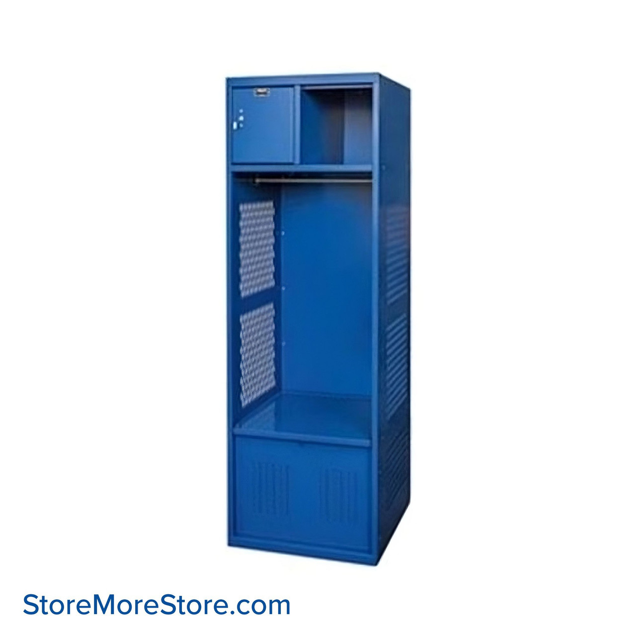 Athletic Locker, 18'' W x 24'' D x 72'' H, Steel, Upper Shelf w/ Security Box & Ventilated Foot Locker