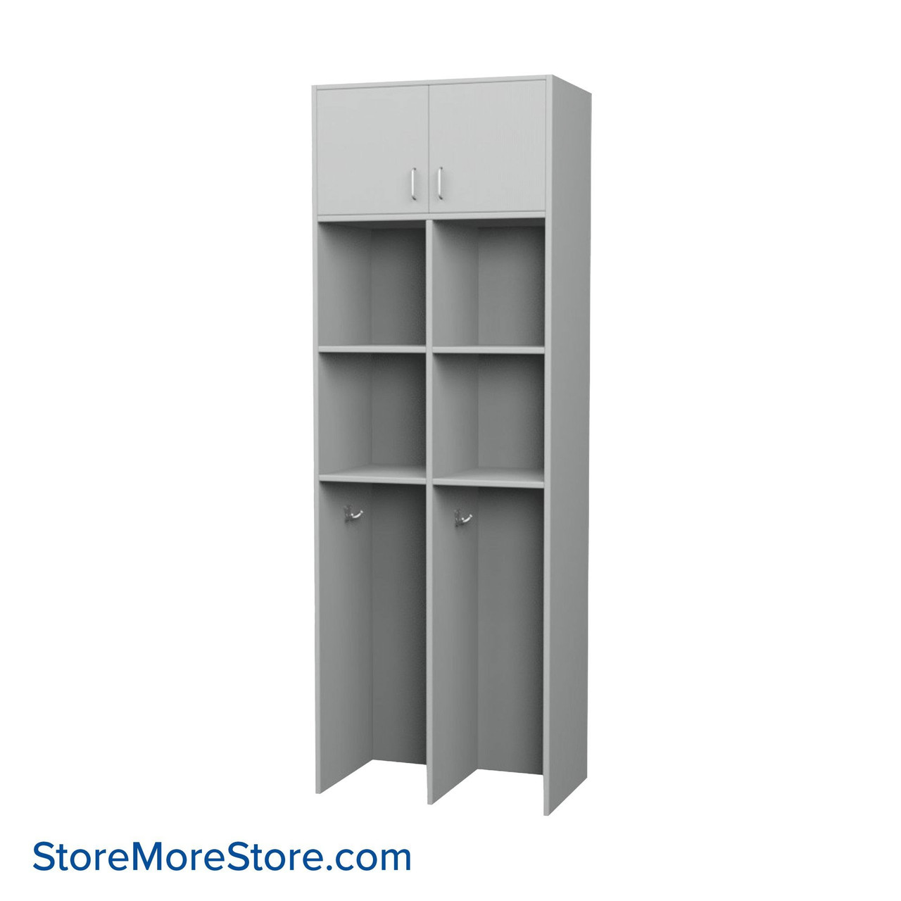 Wall Mounted Locker, 27" W x 16" D x 78" H, Double Doors, No Lock
