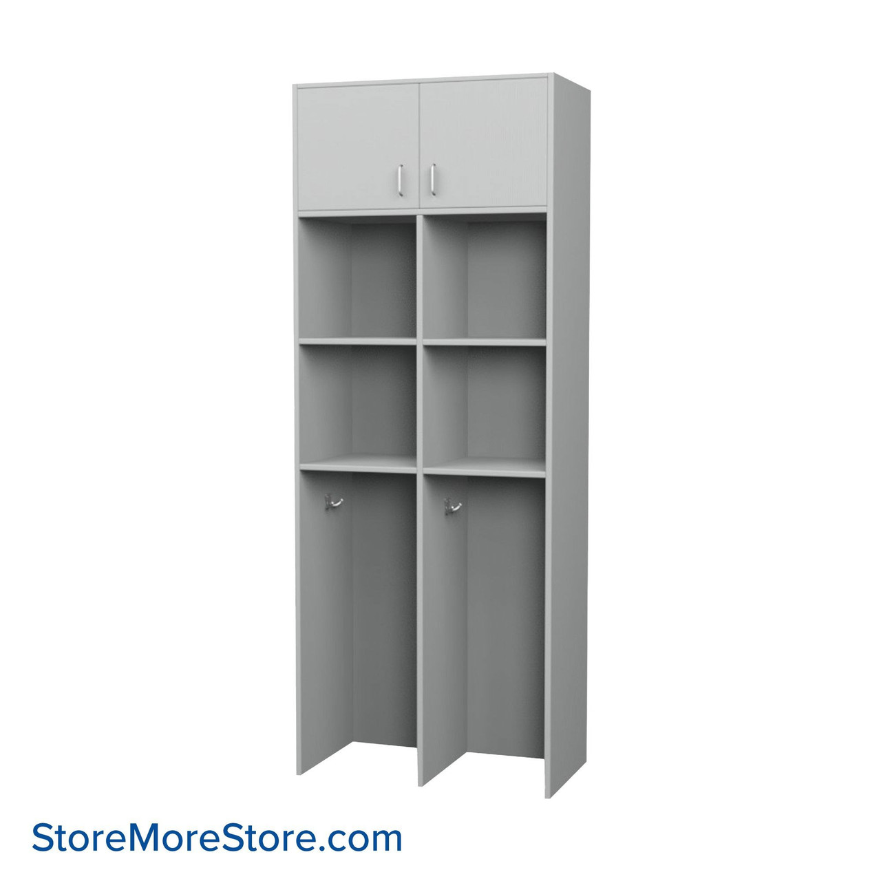 Wall Mounted Locker, 30" W x 16" D x 78" H, Double Doors, No Lock