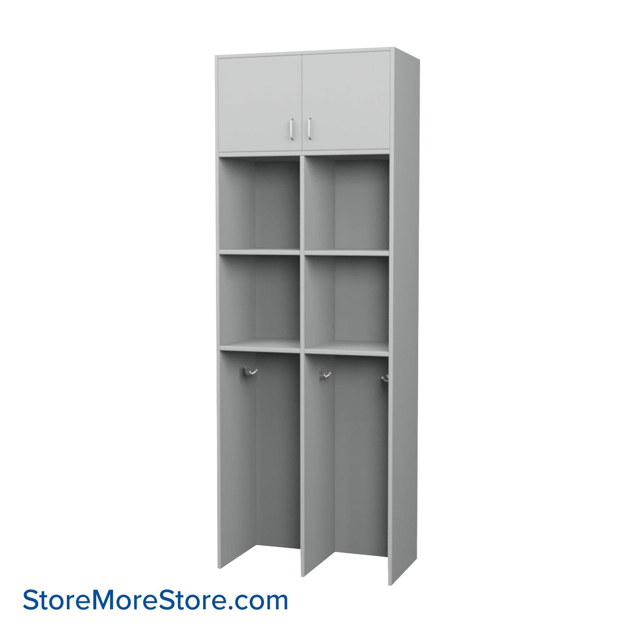 Wall Mounted Locker, 30" W x 16" D x 84" H, Double Doors, Key Lock