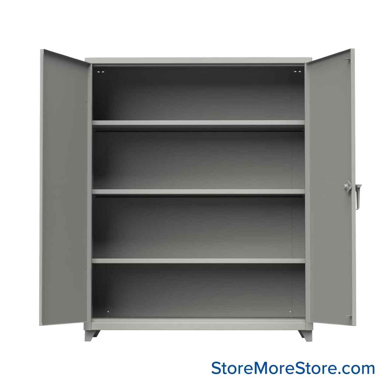 Industrial Metal Cabinet with Glass Doors, 60" W x 24" D x 75" H, Double Metal Doors, 5 Shelves, Digital Lock