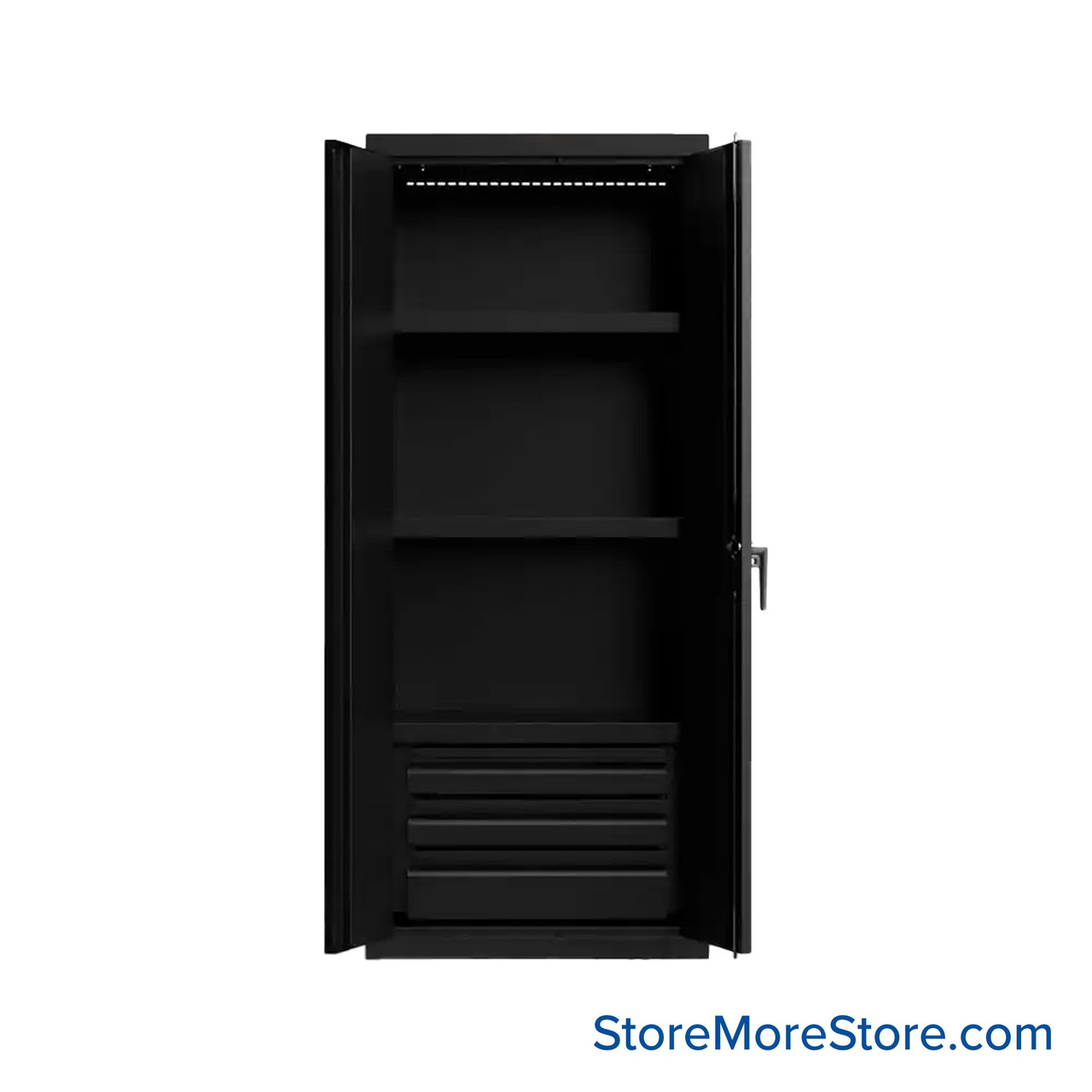 Industrial Metal Cabinet with Glass Doors, 30" W x 24" D x 72" H, Double Metal Doors, 3 Drawers, 3 Shelves, Digital Lock