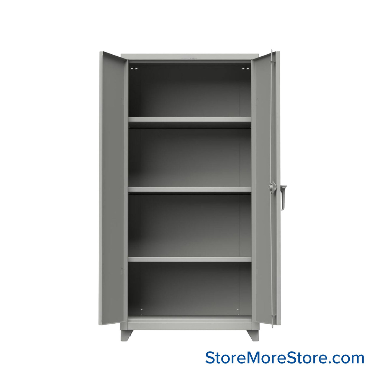 Industrial Metal Cabinet with Glass Doors, 36" W x 24" D x 75" H, Double Metal Doors, 5 Shelves, Digital Lock