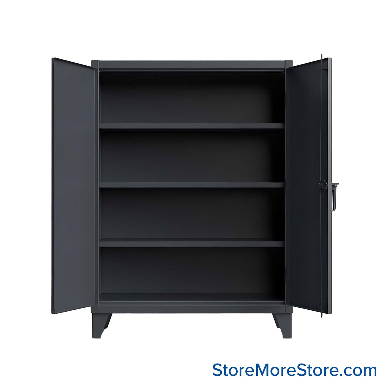 Industrial Metal Cabinet with Glass Doors, 36" W x 24" D x 66" H, Double Metal Doors, 3 Shelves, Padlock HASP