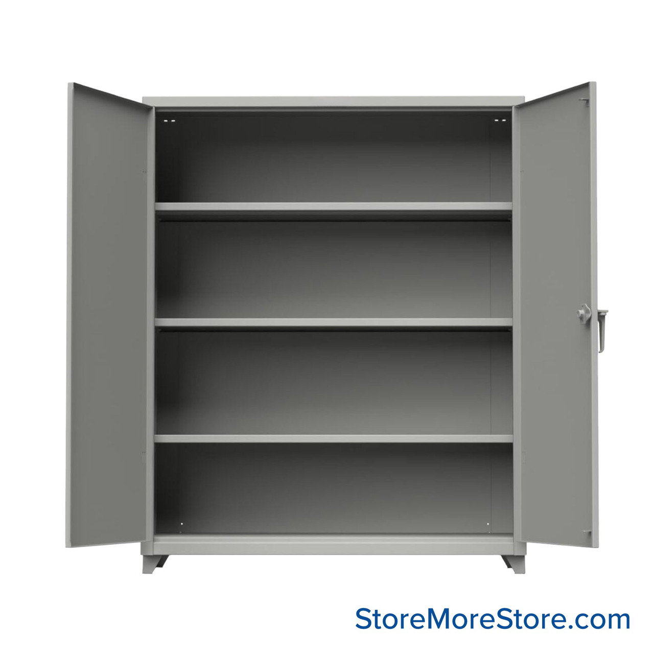 Industrial Metal Cabinet with Glass Doors, 60" W x 24" D x 75" H, Double Metal Doors, 4 Shelves, Padlock HASP