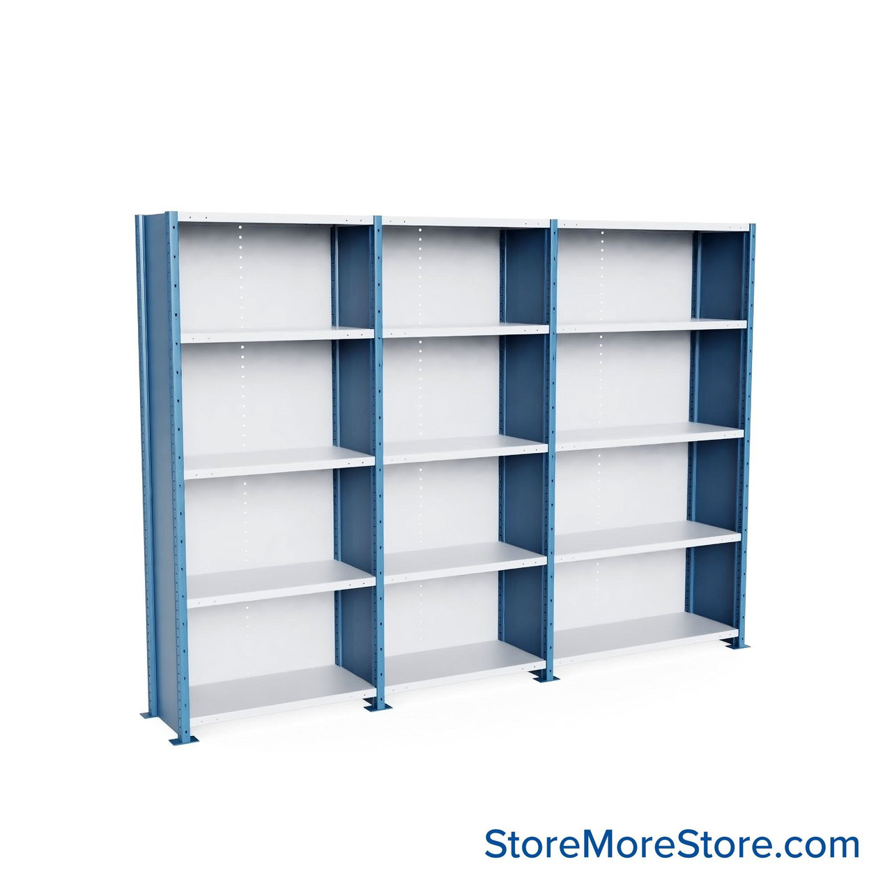 Heavy Duty Metal Shelving, 124" W x 18" D x 87" H, Closed Shelving, 5 Adjustable Shelfs, Heavy-Duty