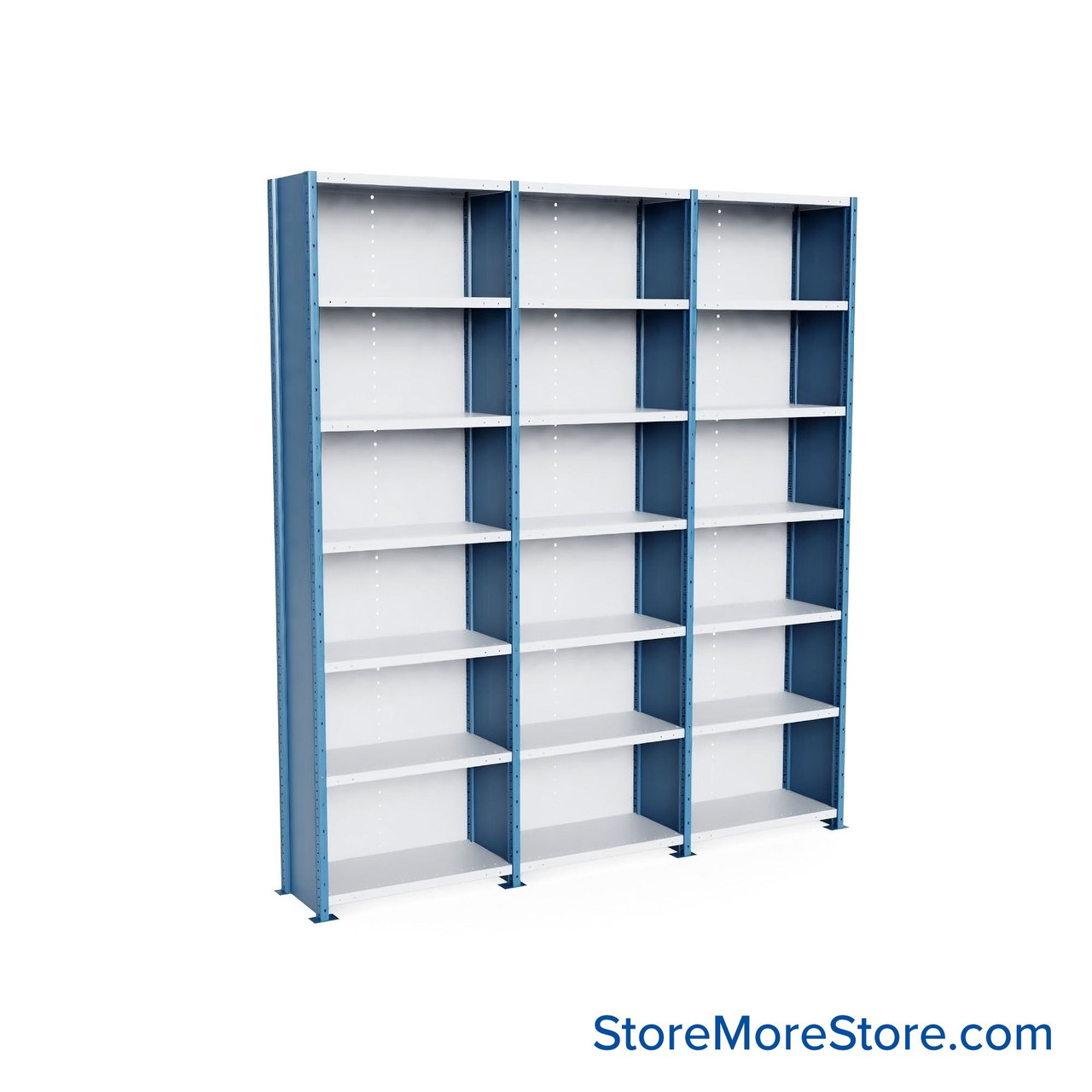 Heavy Duty Metal Shelving, 112" W x 18" D x 123" H, Closed Shelving, 7 Adjustable Shelfs, Extra Heavy-Duty