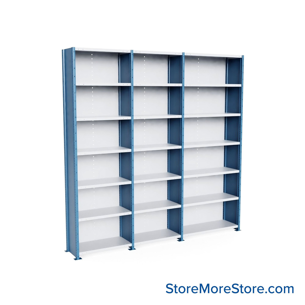 Heavy Duty Metal Shelving, 124" W x 18" D x 123" H, Closed Shelving, 7 Adjustable Shelfs, Extra Heavy-Duty