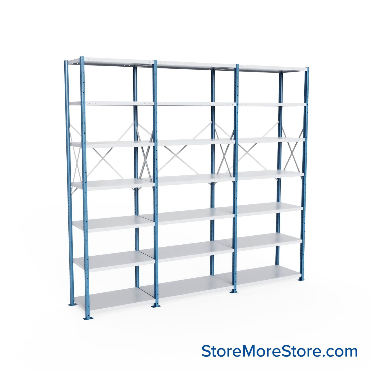 Heavy Duty Metal Shelving, 136" W x 24" D x 123" H, Open Shelving, 6 Adjustable Shelves, Extra Heavy-Duty