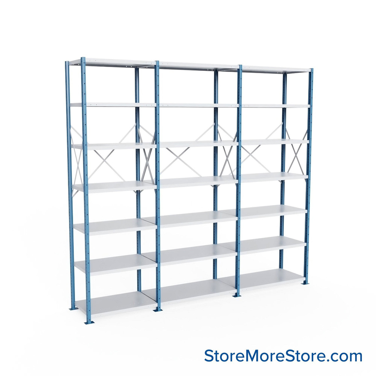 Heavy Duty Metal Shelving, 136" W x 24" D x 123" H, Open Shelving, 7 Adjustable Shelfs, Heavy-Duty