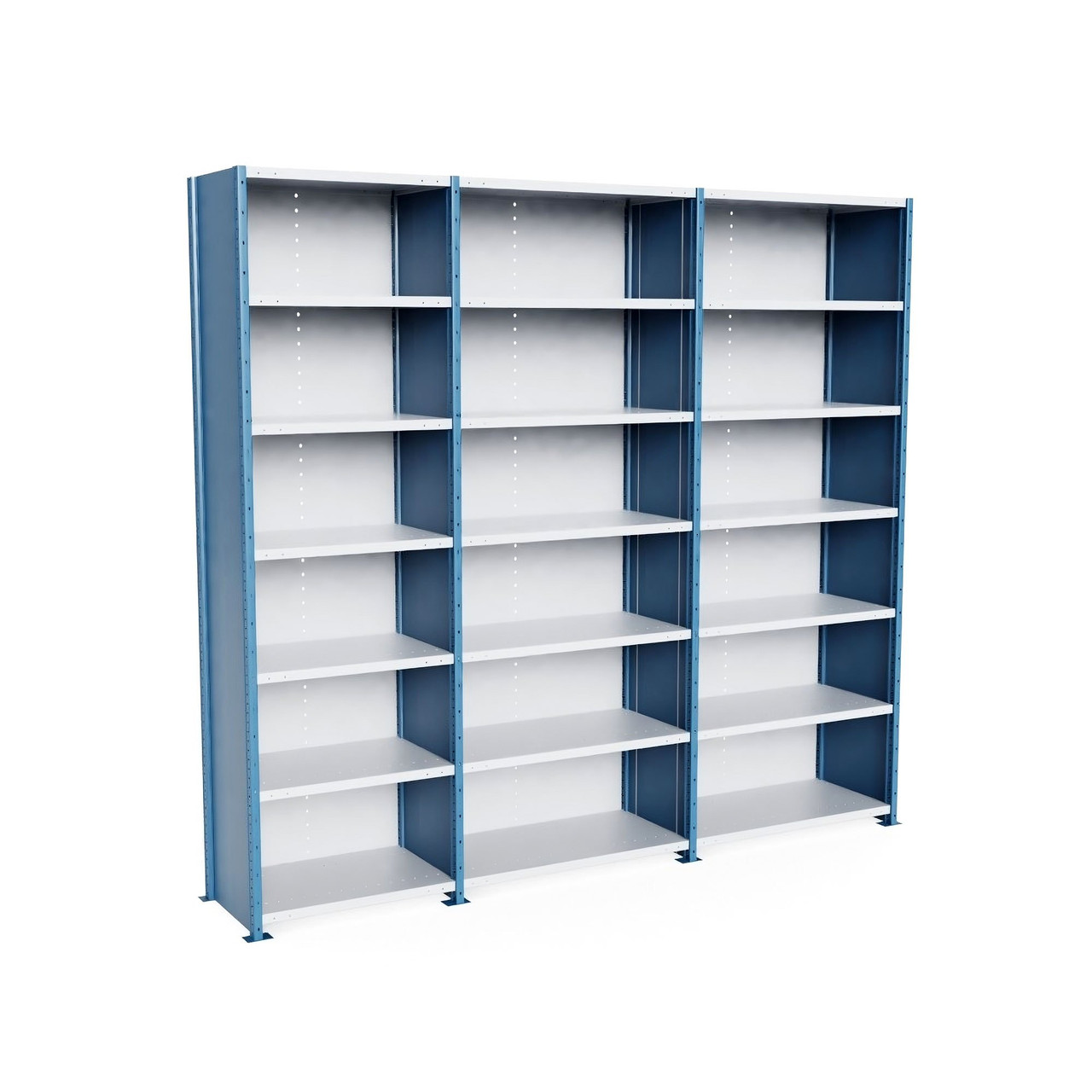 Heavy Duty Metal Shelving, 137.25" W x 18" D x 123" H, Closed Shelving, 6 Adjustable Shelves, Heavy-Duty
