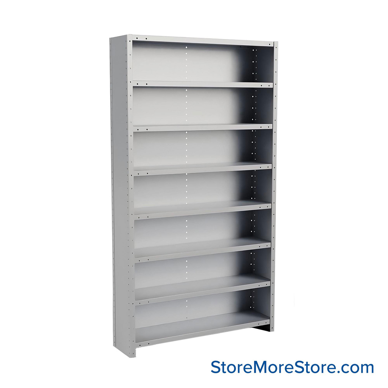 Metal Storage Shelves, 12" W x 48" D x 87" H, Closed Back & Sides, Heavy-Duty, 8 Adjustable Shelfs