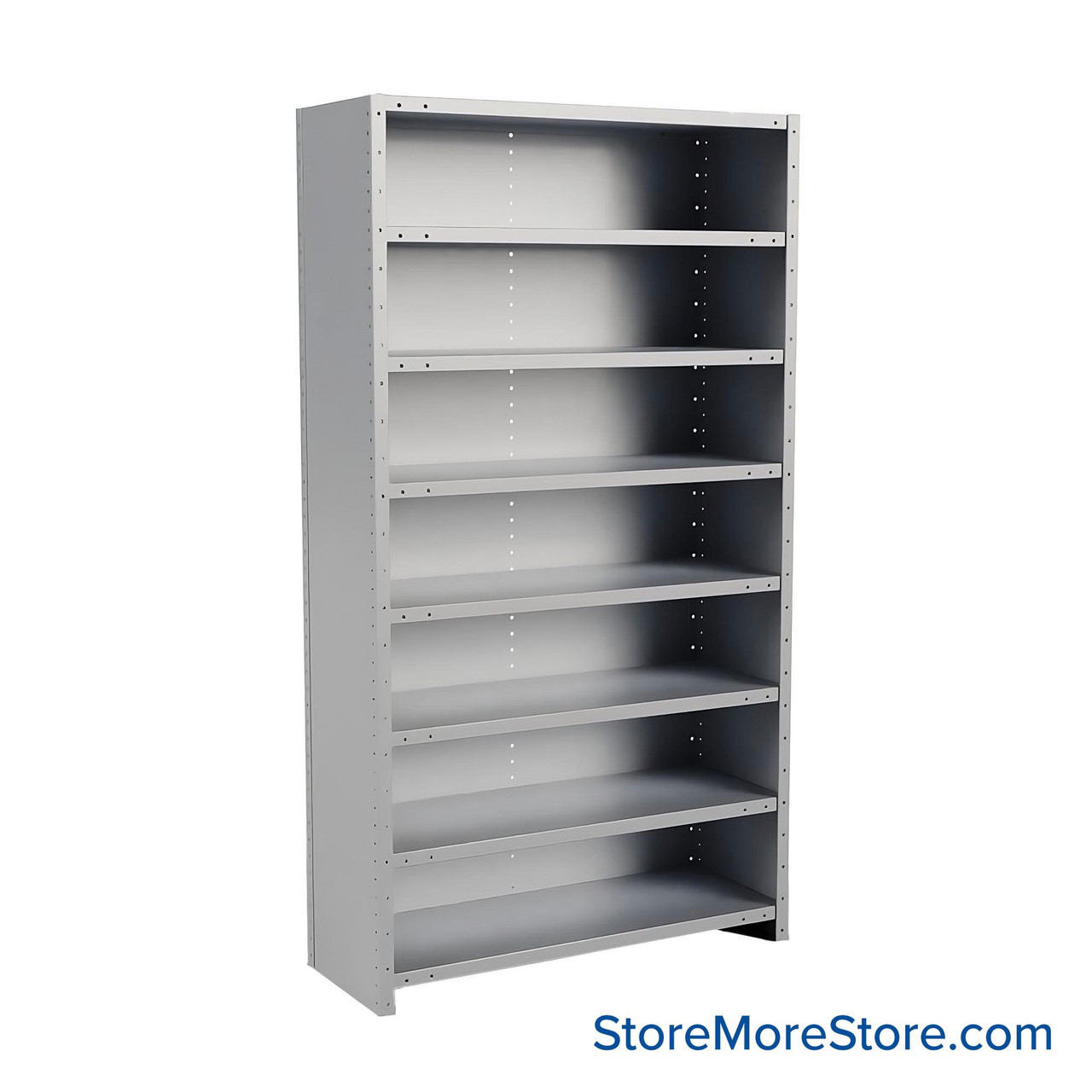 Metal Storage Shelves, 18" W x 48" D x 87" H, Closed Back & Sides, Heavy-Duty, 8 Adjustable Shelfs