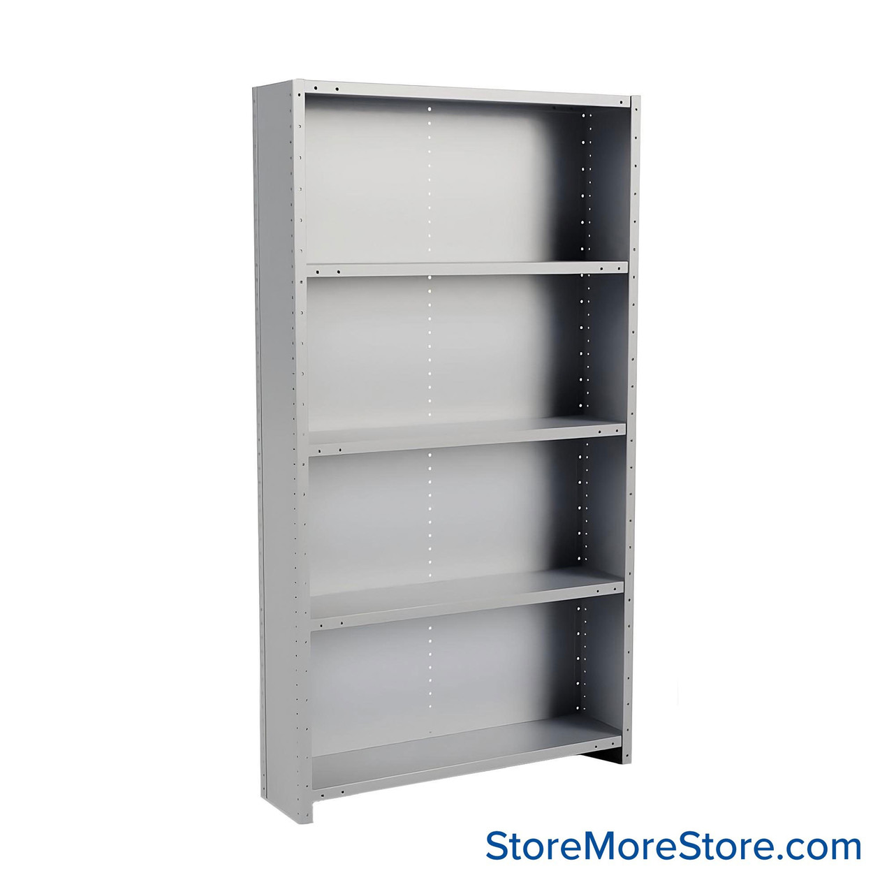 Metal Storage Shelves, 12" W x 48" D x 87" H, Closed Back & Sides, Heavy-Duty, 5 Adjustable Shelfs