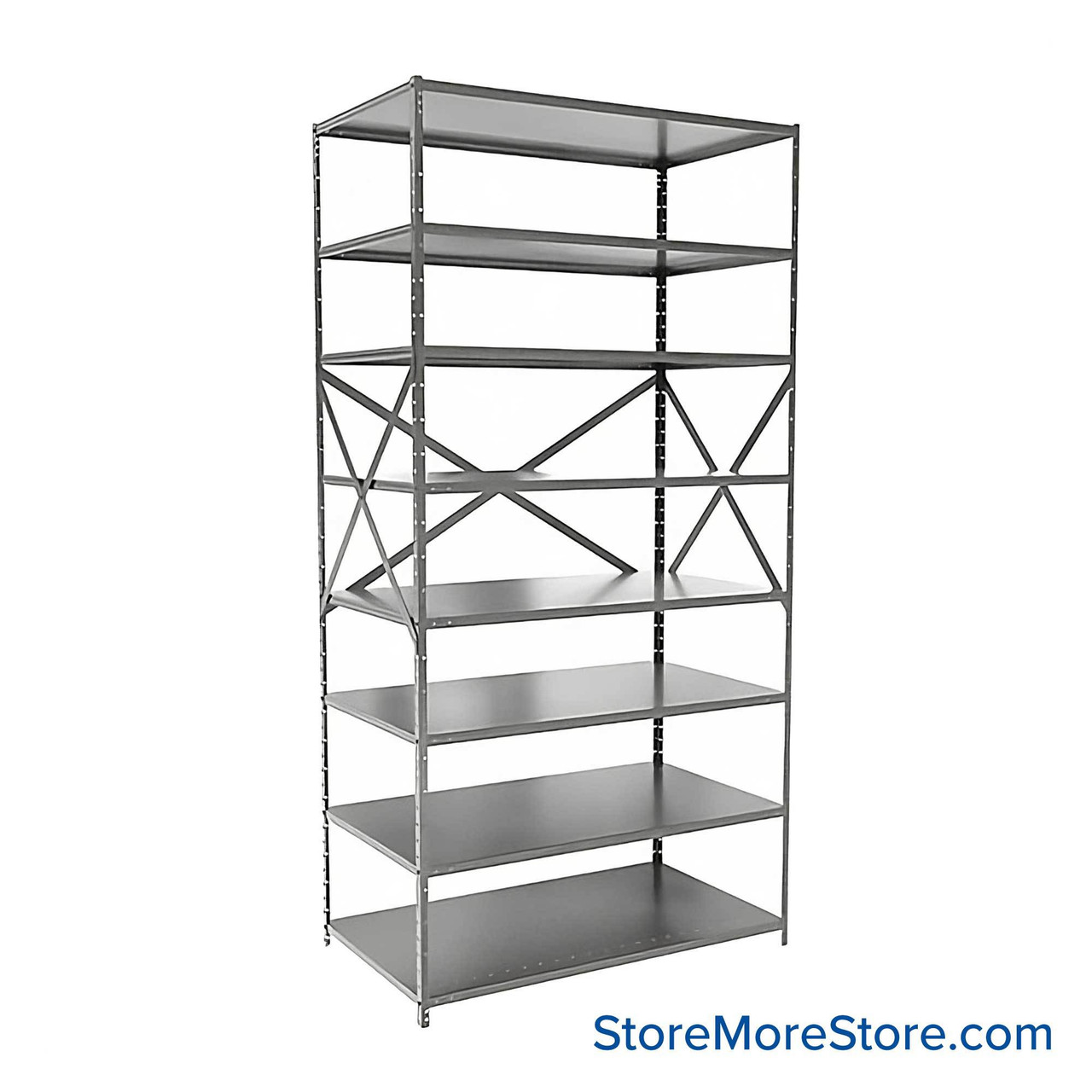 Metal Storage Shelves, 24" W x 48" D x 87" H, Open Back & Sides, Extra Heavy-Duty, 8 Adjustable Shelfs