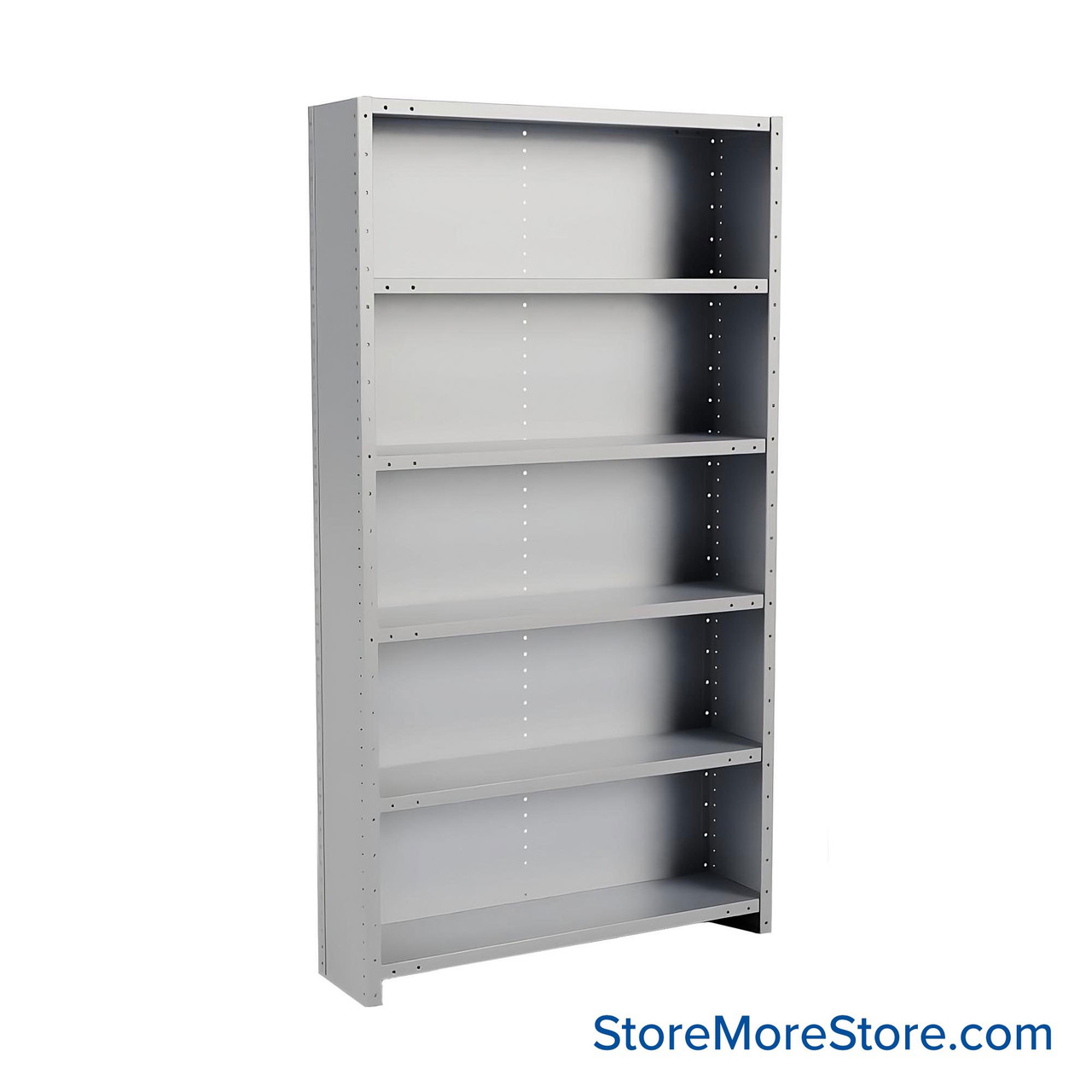 Metal Storage Shelves, 12" W x 48" D x 87" H, Closed Back & Sides, Heavy-Duty, 6 Adjustable Shelfs