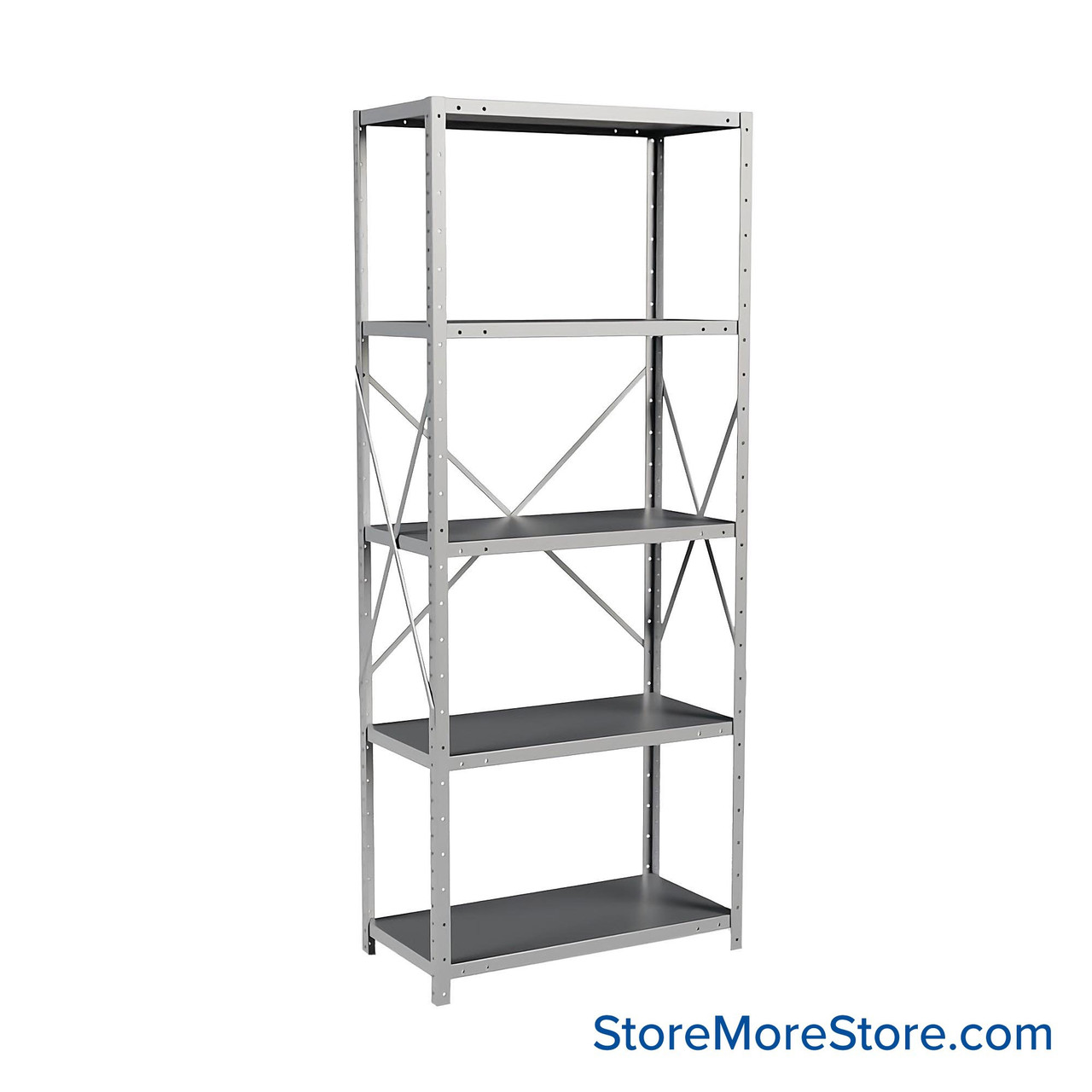 Metal Storage Shelves, 18" W x 36" D x 87" H, Open Back & Sides, Medium-Duty, 5 Adjustable Shelfs