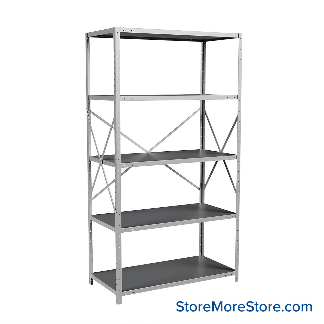 Metal Storage Shelves, 24" W x 48" D x 87" H, Open Back & Sides, Extra Heavy-Duty, 5 Adjustable Shelfs
