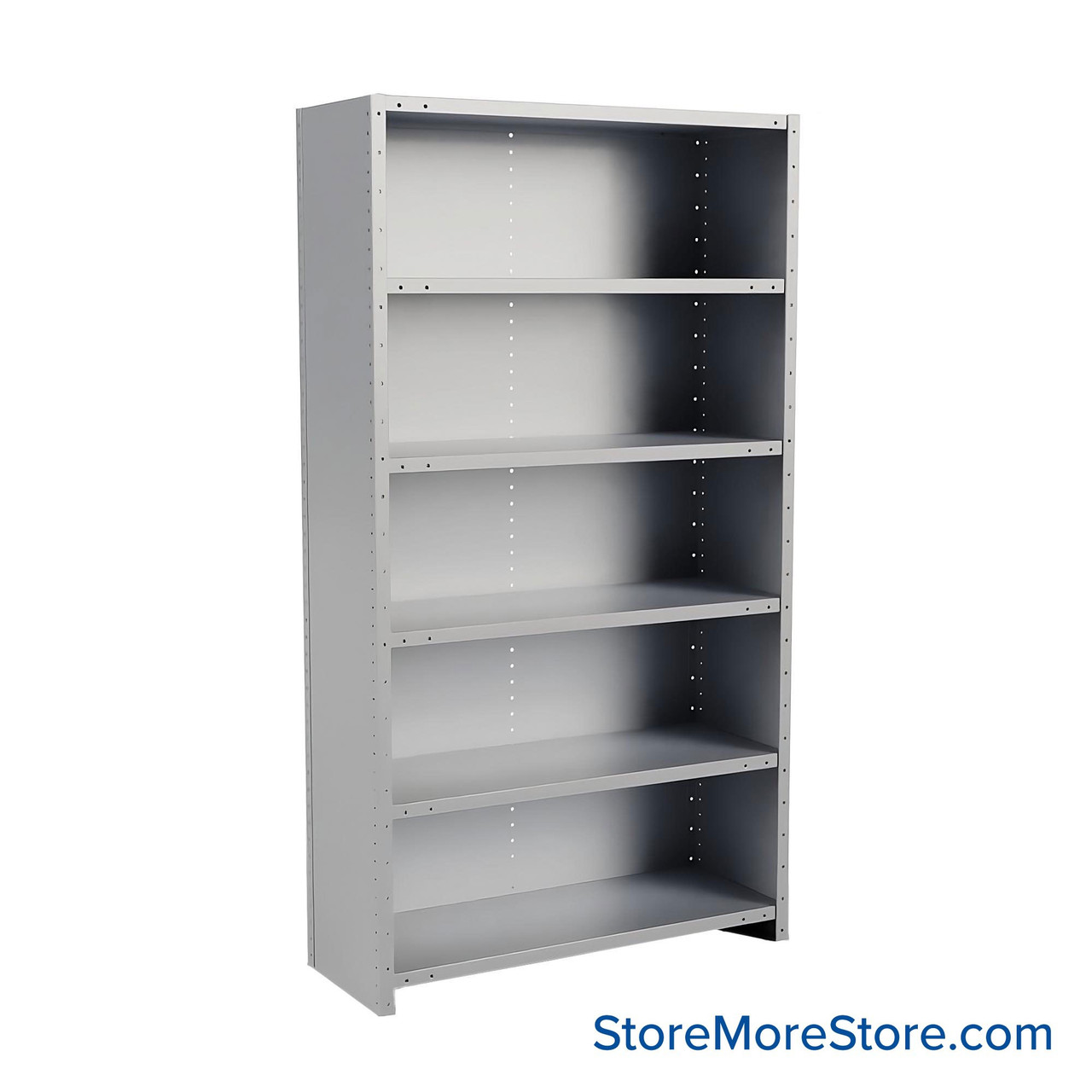 Metal Storage Shelves, 18" W x 48" D x 87" H, Closed Back & Sides, Medium-Duty, 6 Adjustable Shelfs