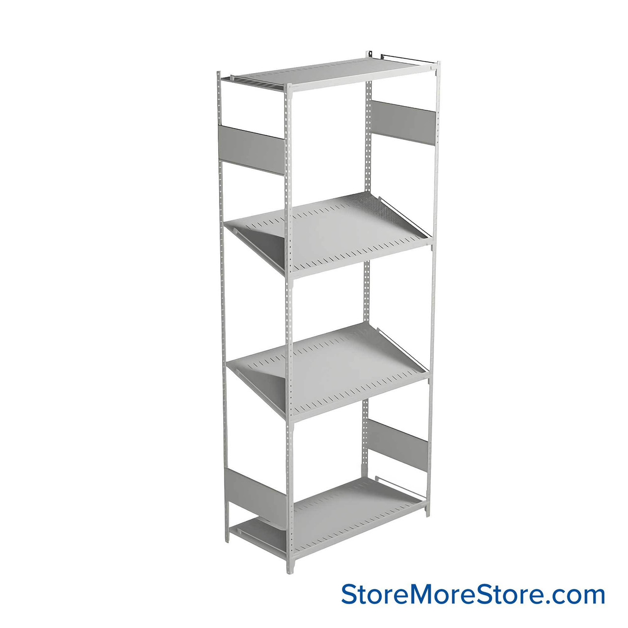 FIFO Shelving, 18" W x 36" D x 75" H, 6 Shelves, 4 (Adjustable) Shelves, Flat Top/Bottom Shelves, Includes Kit