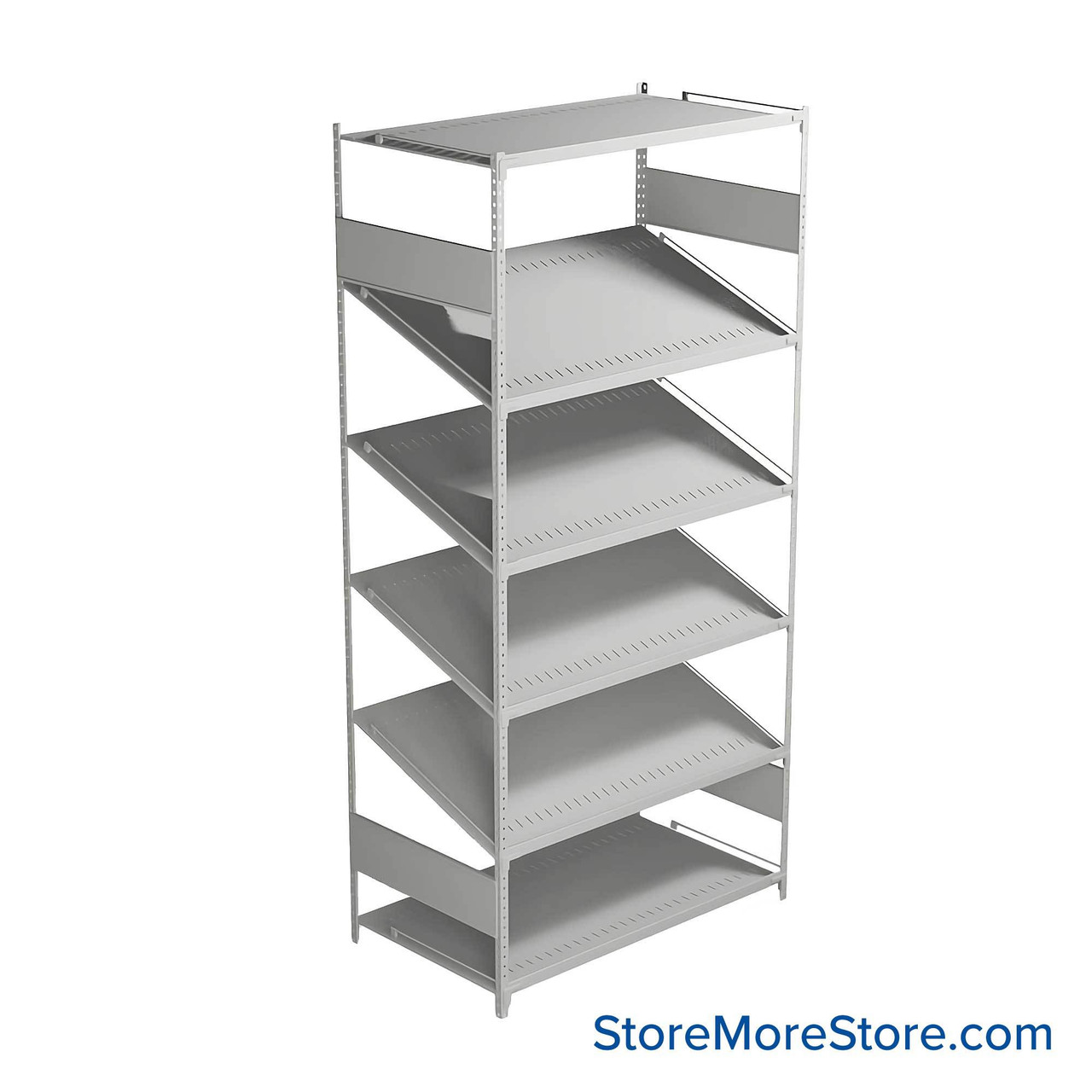 FIFO Shelving, 24" W x 42" D x 75" H, 6 Shelves, 6 (Adjustable) Shelves, Flat Top/Bottom Shelves, Includes Kit
