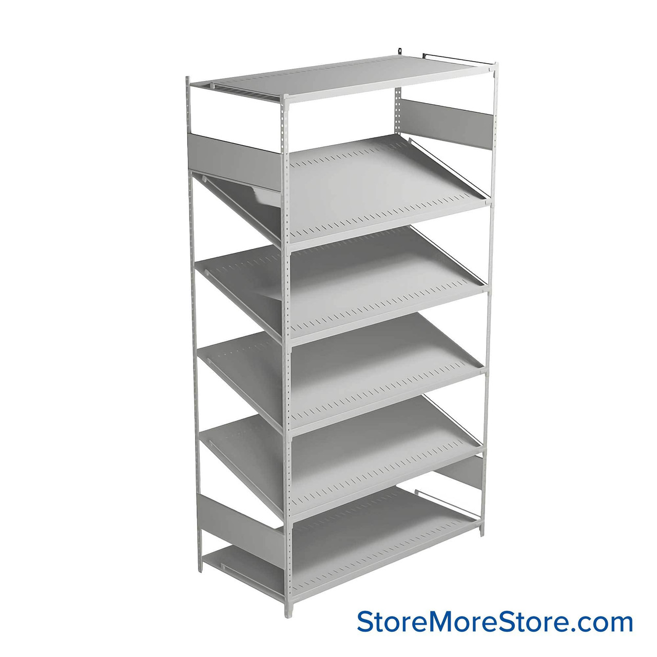 FIFO Shelving, 24" W x 48" D x 75" H, 6 Shelves, 6 (Adjustable) Shelves, Flat Top/Bottom Shelves, No Kit
