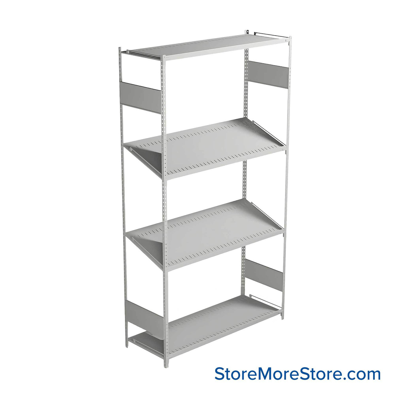 FIFO Shelving, 18" W x 48" D x 75" H, 6 Shelves, 4 (Adjustable) Shelves, Flat Top/Bottom Shelves, Includes Kit