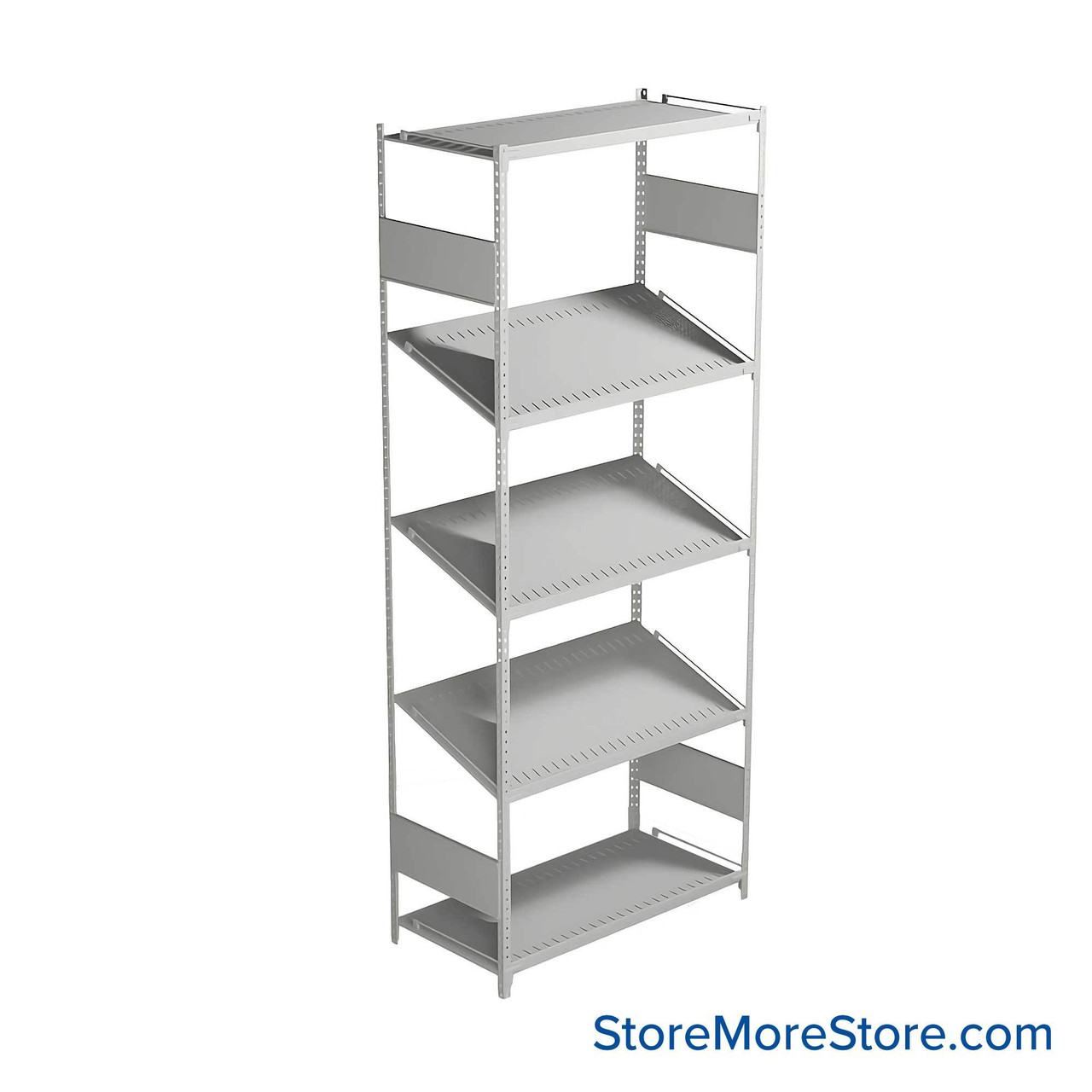 FIFO Shelving, 18" W x 36" D x 75" H, 6 Shelves, 5 (Adjustable) Shelves, Flat Top/Bottom Shelves, Includes Kit