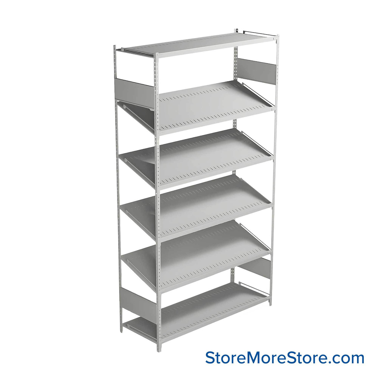 FIFO Shelving, 18" W x 48" D x 87" H, 6 Shelves, 6 (Adjustable) Shelves, Flat Top/Bottom Shelves, No Kit
