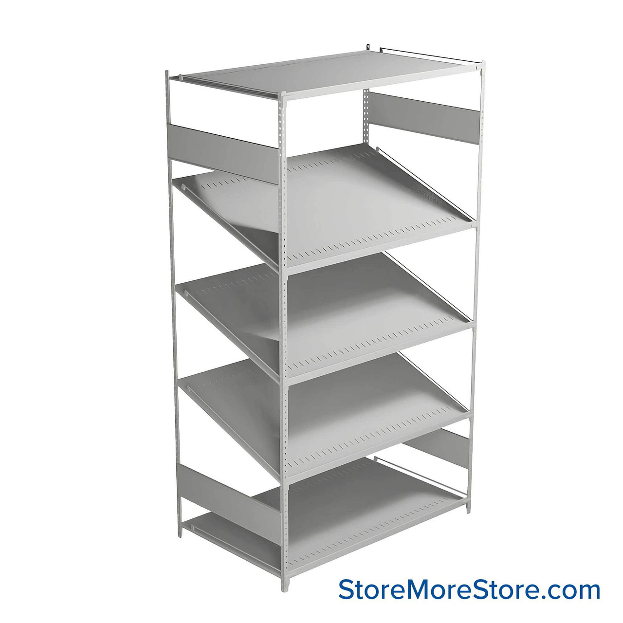 FIFO Shelving, 30" W x 48" D x 75" H, 6 Shelves, 5 (Adjustable) Shelves, Flat Top/Bottom Shelves, Includes Kit