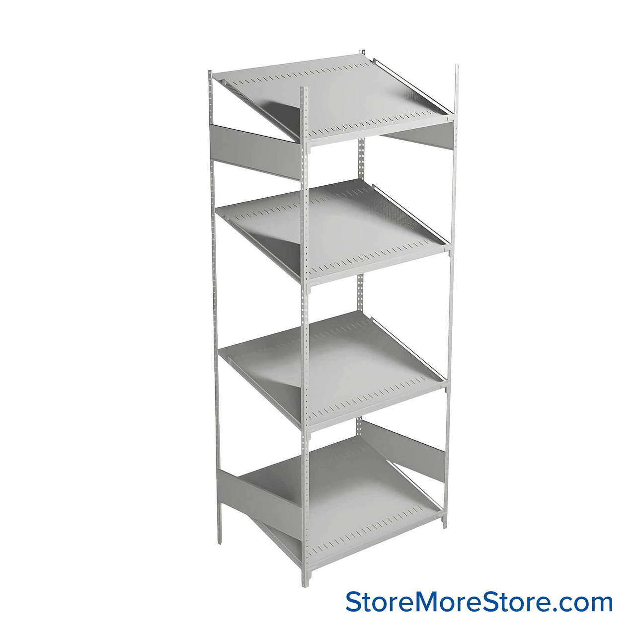 FIFO Shelving, 24" W x 36" D x 87" H, 6 Shelves, 4 (Adjustable) Shelves, Sloped Top/Bottom Shelves, Includes Kit