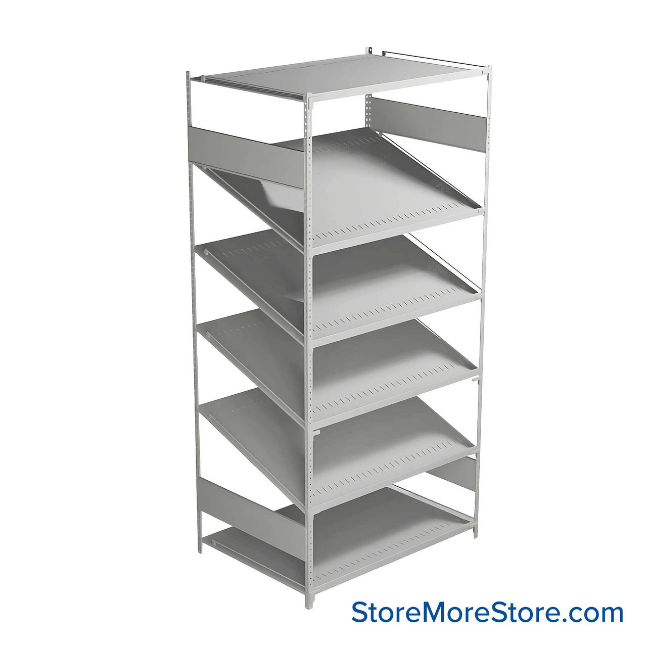 FIFO Shelving, 30" W x 42" D x 75" H, 6 Shelves, 6 (Adjustable) Shelves, Flat Top/Bottom Shelves, Includes Kit