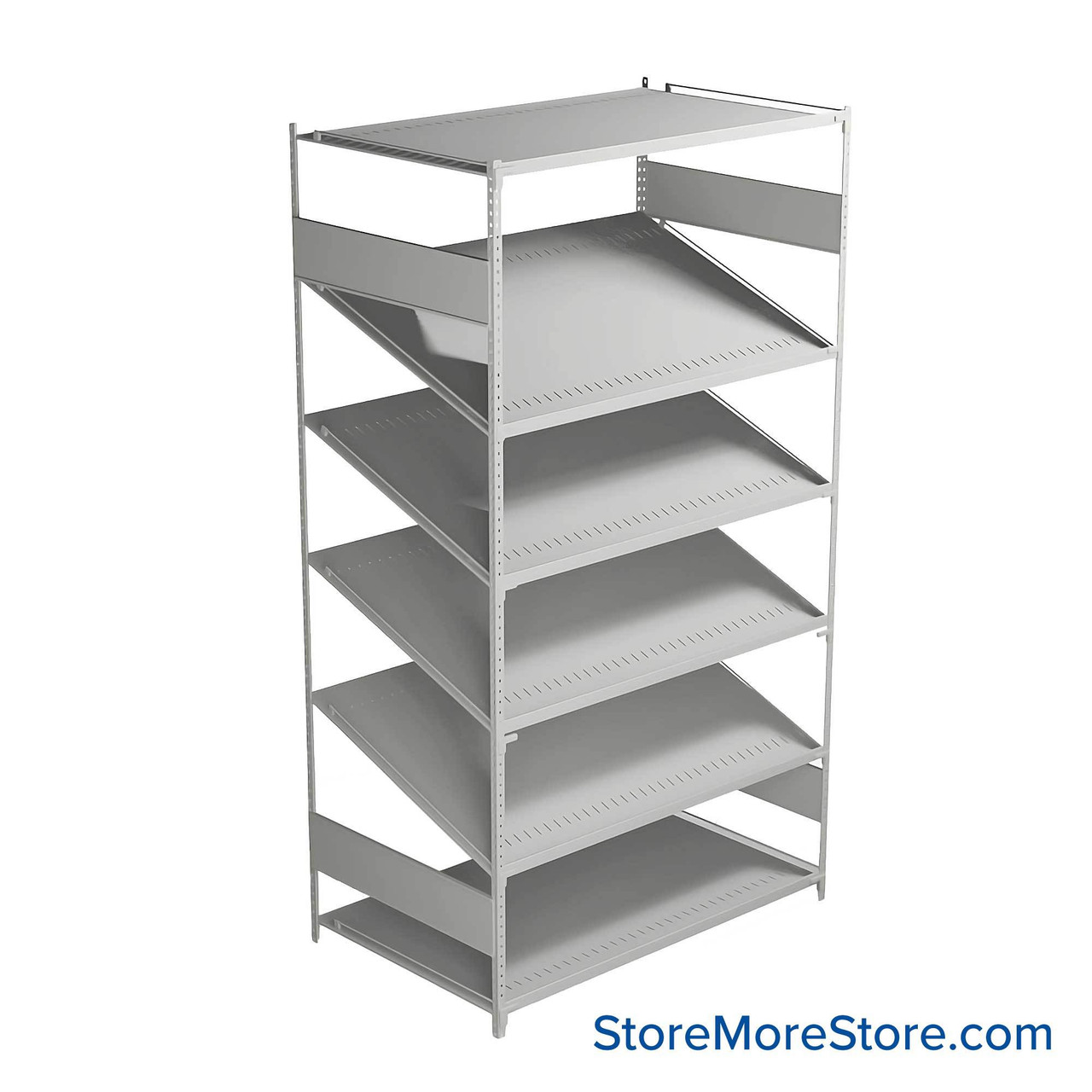 FIFO Shelving, 30" W x 48" D x 75" H, 6 Shelves, 6 (Adjustable) Shelves, Flat Top/Bottom Shelves, No Kit