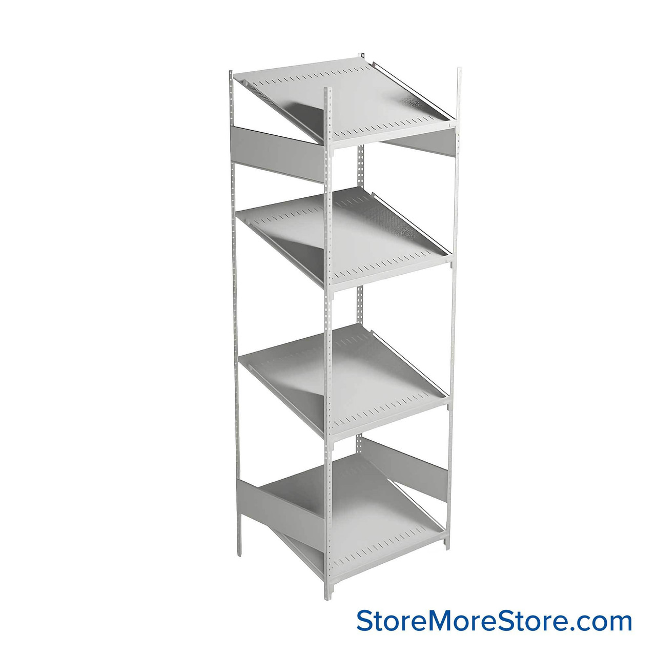 FIFO Shelving, 24" W x 30" D x 75" H, 6 Shelves, 4 (Adjustable) Shelves, Sloped Top/Bottom Shelves, Includes Kit